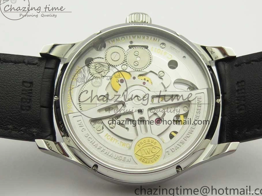 MIROTIME 0809 Portuguese Tourbillon IW5046 SS ZF Best Edition Gray Dial on Black Leather Strap SunProtective 7147
